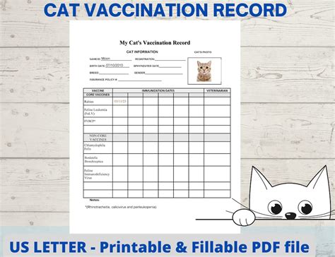 Buy Cat Vaccination Record, Cat Health Record, Cat Shot Record, Pet ...