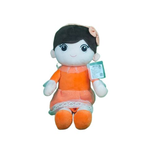 Buy Play Hour Ellie Rag Doll Plush Soft Toy Wearing Orange Frock for ...