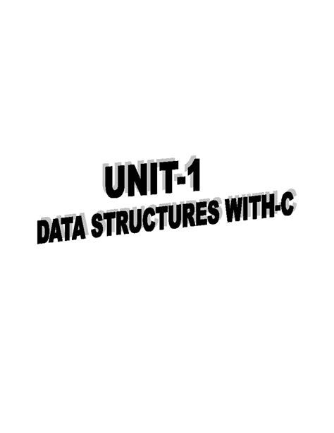Data Structures 1 UNIT - important - Introduction to Data Structures In ...