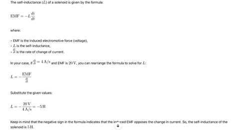 If a rate of change of 4a/s induces an emf of 20v in a solidenoid, what ...