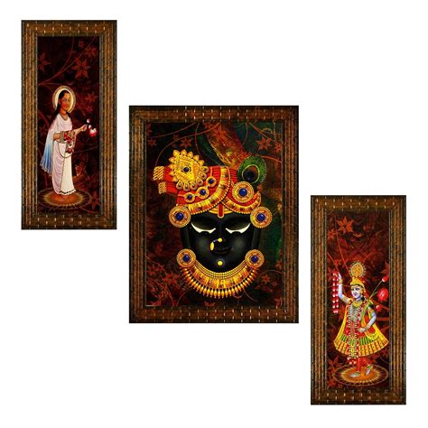 Indianara Set of 3 Lord Jaggannath Paintings (2459) Without Glass 6 X ...