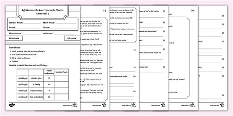 Graad 7 Afrikaans - Kwartaal 2 -Gekontroleerde Toets: Assesseringsblad ...