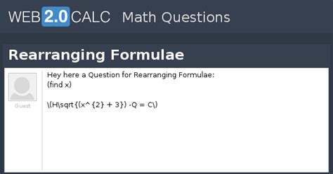 View question - Rearranging Formulae