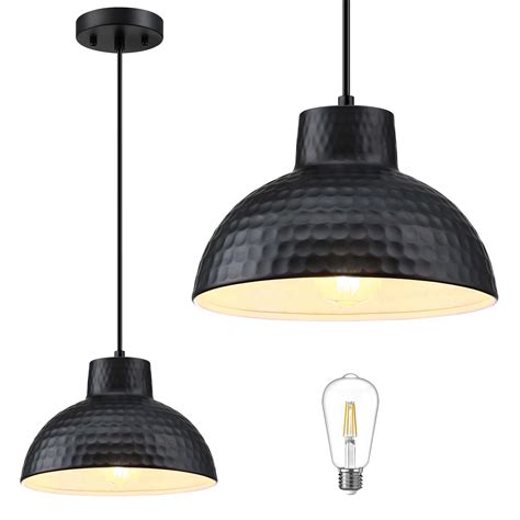CNXIN 10" Farmhouse Black Kitchen Pendant Light Fixture, Medium ...
