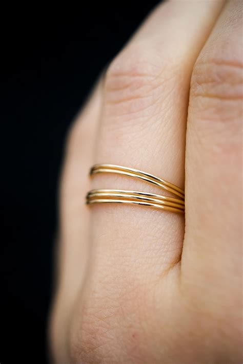 Buy Set of 5 Gold Stacking Rings, Smooth, Ultra Thin, 14K Gold Fill ...