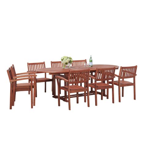 Malibu Outdoor 9-piece Wood Patio Dining Set with India | Ubuy