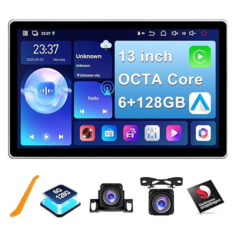 6+128GB 13 inch Double Din Touch Screen Android Car Stereo with Front ...