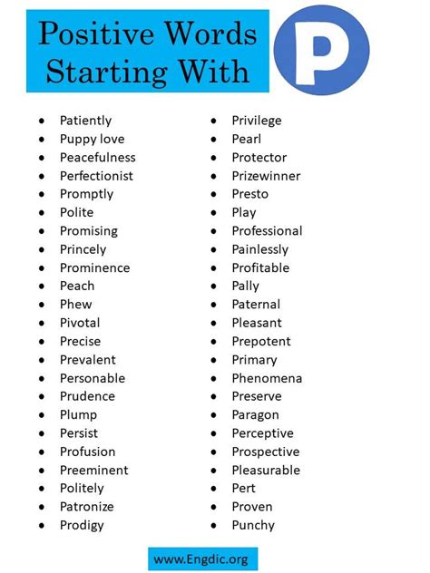 Positive Words Starting With P - EngDic