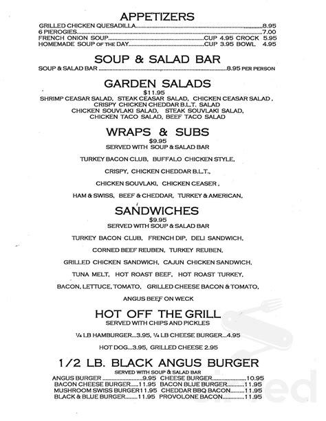 The Iron Kettle Landmark Restaurant menu in East Aurora, New York, USA