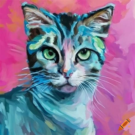 Impressionist painting of a cat in a gown on Craiyon