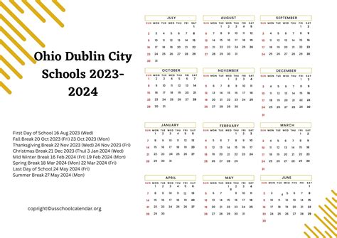 Dublin City Schools Calendar - US School Calendar