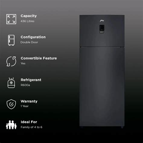 Godrej 477L Eon Reg Refrigerator, Multi Air Flow, Metallic Black Finish ...