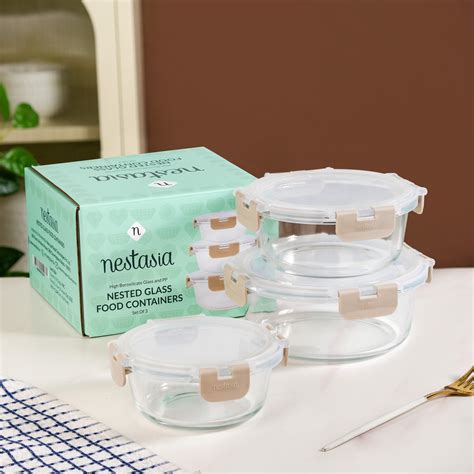 Nestro Pro Leakproof Food Containers Set Of 3 Round 400ml 600ml 950ml ...