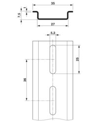 DIN rail perforated - NS 35/ 7,5 WH PERF(5,2X25)2000MM-VPE 10 - 1206418 ...