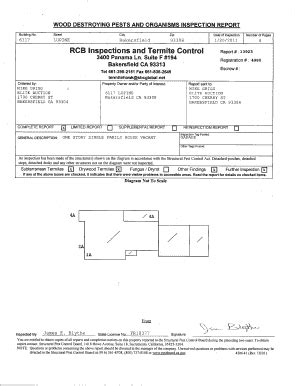 Fillable Online WOOD DESTROYING PESTS AND ORGANISMS INSPECTION Building ...
