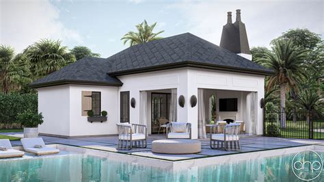 Modern Cottage Style Pool House Plan
