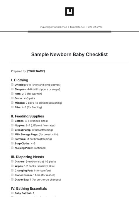 Newborn Baby Checklist Essentials