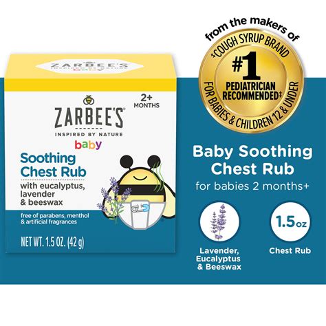Zarbee's Baby Soothing Chest Rub, Eucalyptus, Lavender, 1.5 oz HSA/FSA ...