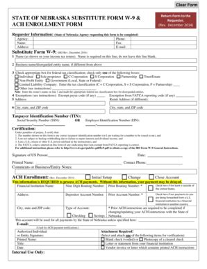 NE Substitute W-9 & ACH Enrollment 2014 - Fill and Sign Printable ...