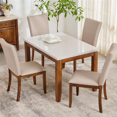 Buy Giza Composite Marble Top 4-Seater Dining Set With Chairs - Grey ...