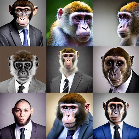 headshot photo of a monkey in a suit | Stable Diffusion | OpenArt