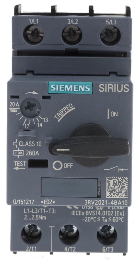 3RV2021-4BA10 Siemens | Siemens 14 → 20 A SIRIUS 3RV Motor Protection ...