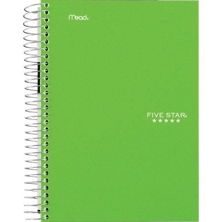 Mead Notebook, 5-subject, 1 7-1/4inx9-1/2in, AST, 6PK MEA73527 | Zoro