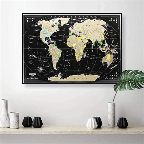 Buy Scratch Off map 16x24 Black Gold Detailed USA States Deluxe Tracker ...