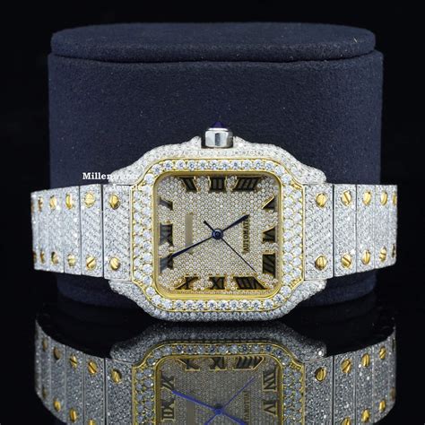 Vintage Style Fully Iced Out Automatic Moissanite Diamond Wrist Watch ...