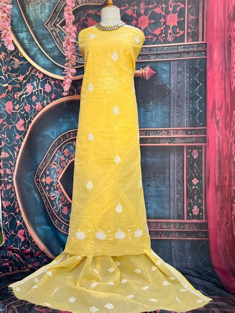 Yellow unstitched cotton kurta – Karigari Couture