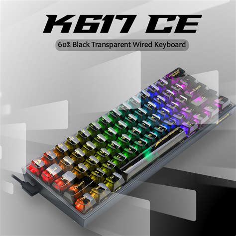 Fizz K617 - 60% Wired Mechanical Keyboard Black Transparent (Transluce ...