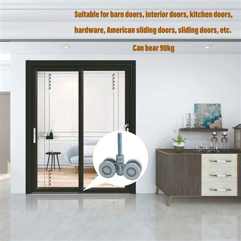 2pcs Steel Double Wheel Rail Hanging Trolley Barn Door Track Rollers ...