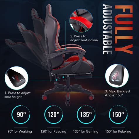 Buy Ergonomic Computer Game Gaming Chair Recliner w/ Massage Office ...