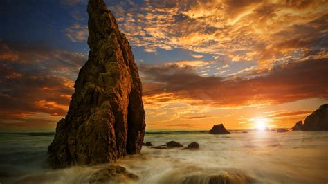 Download wallpaper sea, beach, sunset, rocks, section landscapes in ...