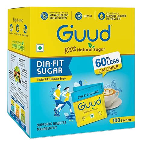 GUUD Sugar 100 Sachets- DIA-Fit 100% Natural & Healthy Sugar for ...