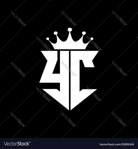 Yc logo monogram shield shape with crown design Vector Image