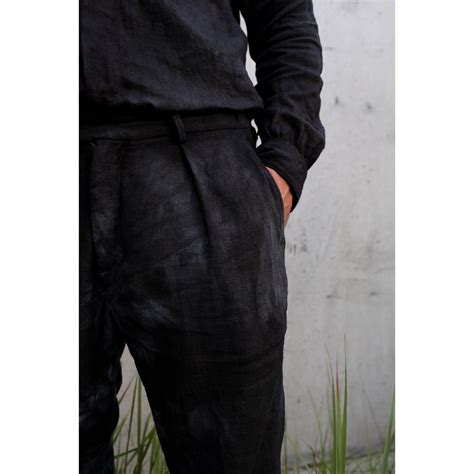 Брюки мужские из крапивы Рами твил Ramie Single Pleat Pant Garment Dye ...
