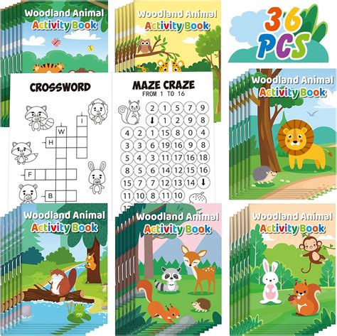 Amazon.com: 36 Pcs Mini Activity Books for Kids Party Favors Woodland ...