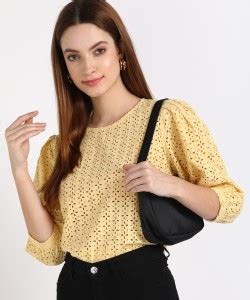 LEVI'S Casual 3/4 Sleeve Embroidered Women Yellow Top - Buy LEVI'S ...