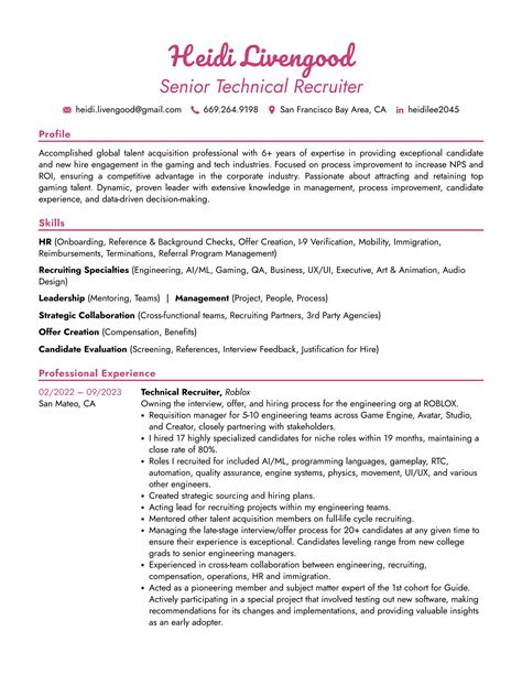 Resume Heidi Livengood Senior Technical Recruiter 2023 | PDF