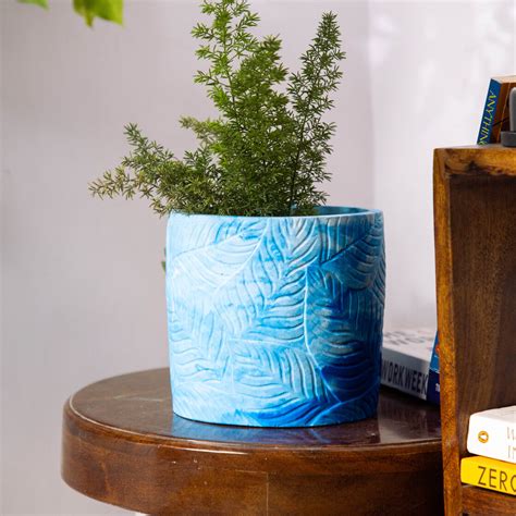 Frond-Cloud-Leaf Imprint Planter, features an Embossed Leaves texture ...