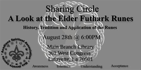 Sharing Circle - A Look at the Elder Futhark Runes, 301 W Congress St ...