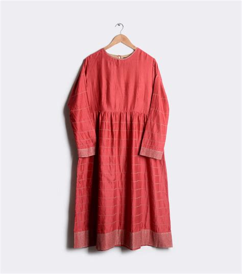 Red embroidered flared dress – Tulsi Online