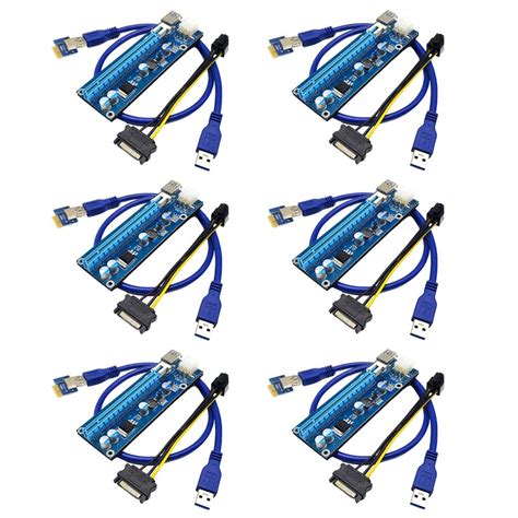 PCI-e Express 1x to 16x USB 6Pin Graphics Extension Power Adapter Cabl ...