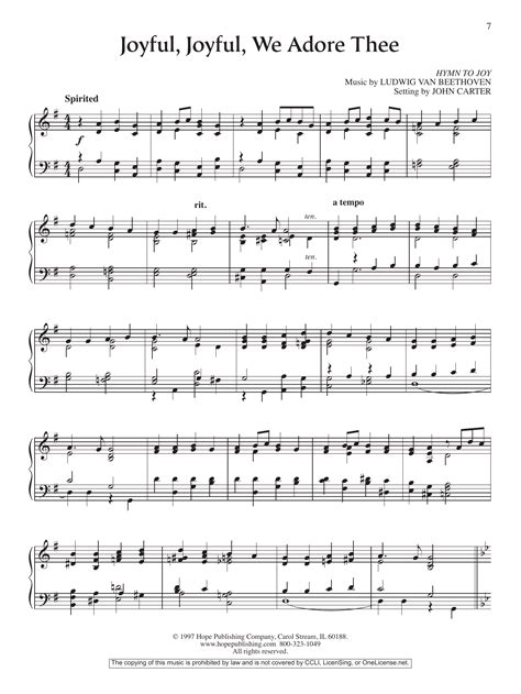 Joyful, Joyful, We Adore Thee by John Carter Sheet Music for Piano Solo ...