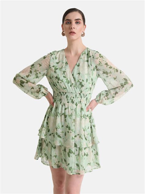 Printed Tiered Mini Dress – KAZO