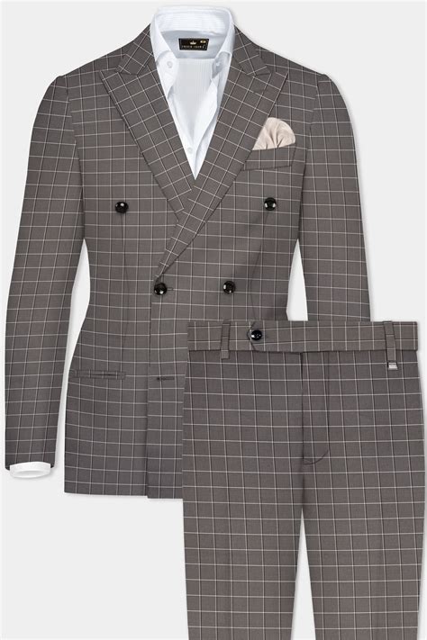 Friar Gray Plaid Premium Wool Blend Waistcoat For Men.