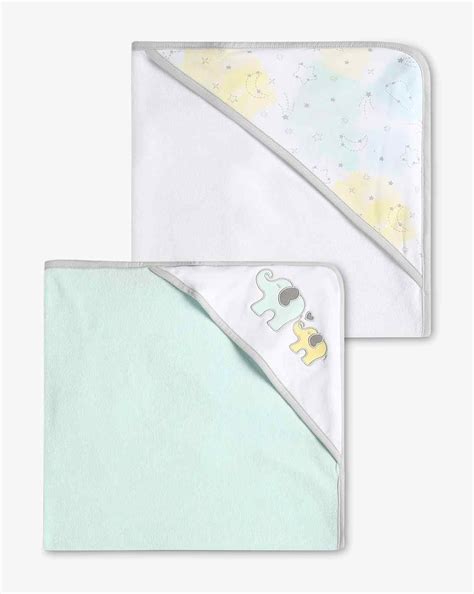 Mila Baby Starry Elly 100% Cotton Knitted Towels - Pack of 2 - Multicolour