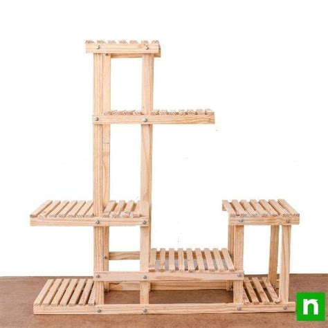Buy Wooden Planter Stand (Small Rack, 9 Places, 3.2 X 3.3 ft / 0.9 X 1 ...