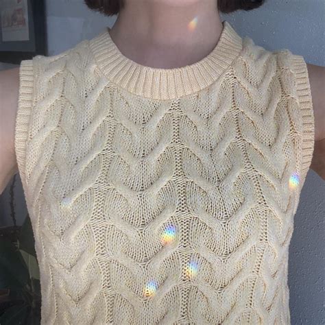 Light Yellow Sweater Vest - Depop